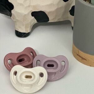 Set of 3 Pacifiers - Pink, Purple, and White